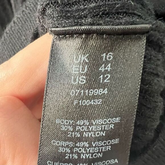 Asos Womens Black Ribbed Knit Crew Neck Sweater Size 12 - Picture 4 of 7